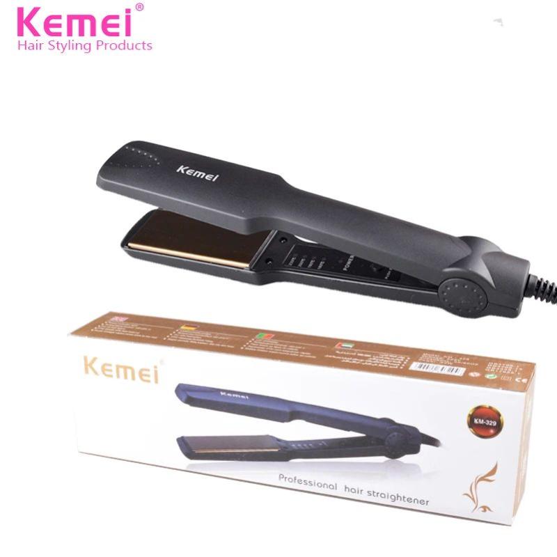 Kemei KM-329 Professional Hair Straightener With Temperature Control- For Women a